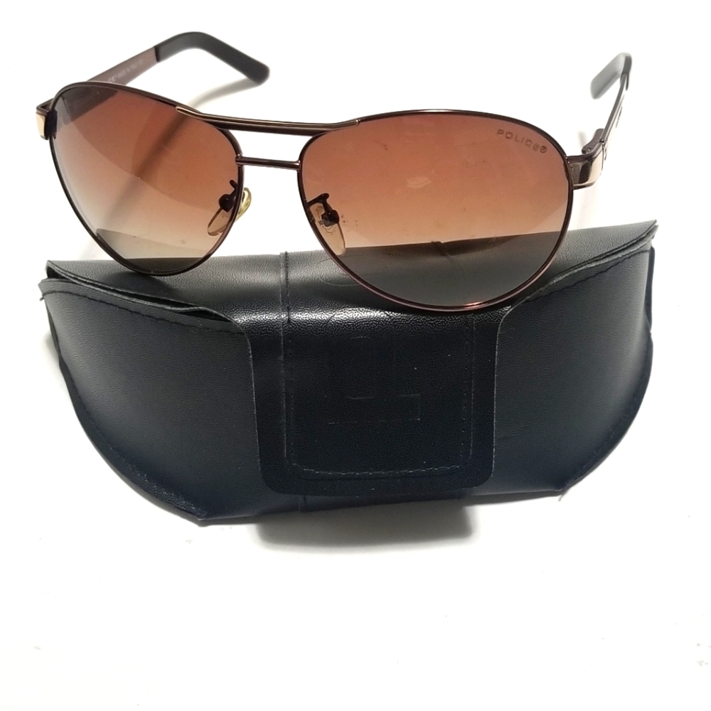 Police Men's Brown Aviator Sunglasses Made in Italy.